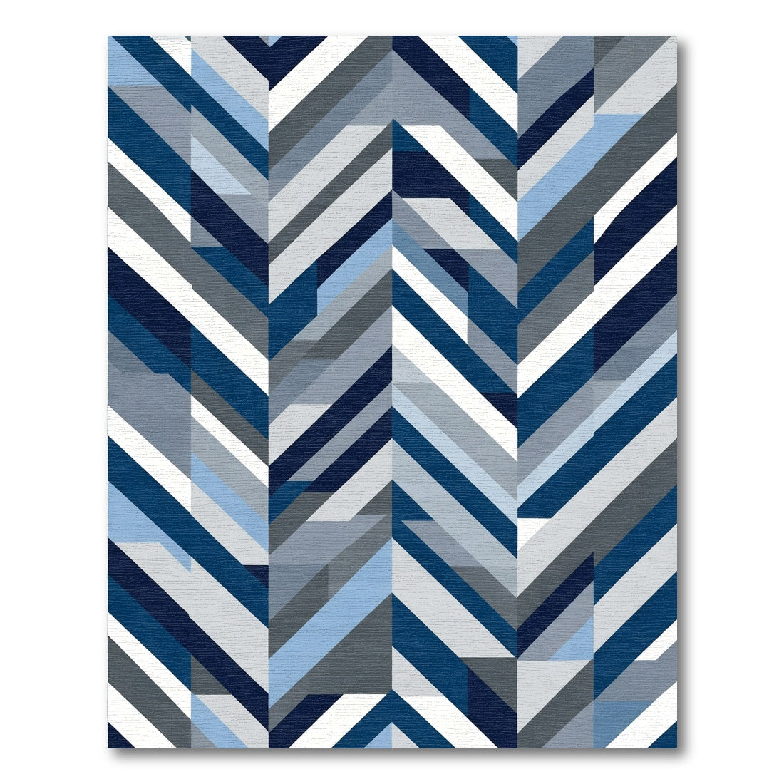 Geometric Herringbone Blue Gray Rug