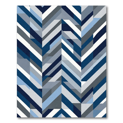 Geometric Herringbone Blue Gray Rug