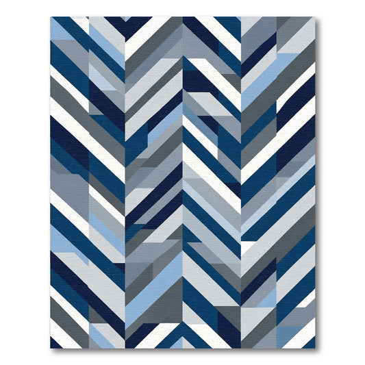 Geometric Herringbone Blue Gray Rug