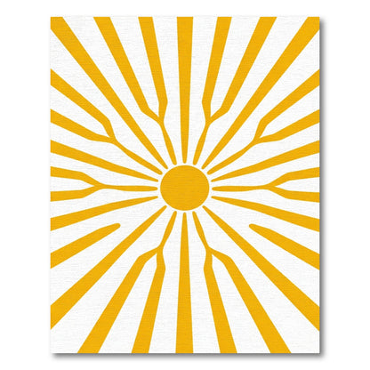Golden Sun Burst Rays Rug