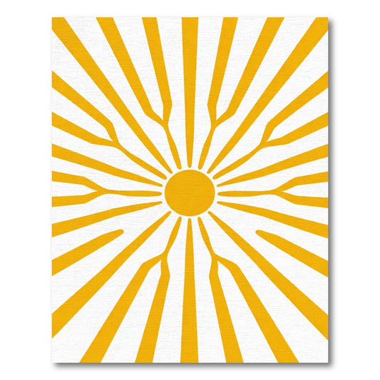 Golden Sun Burst Rays Rug
