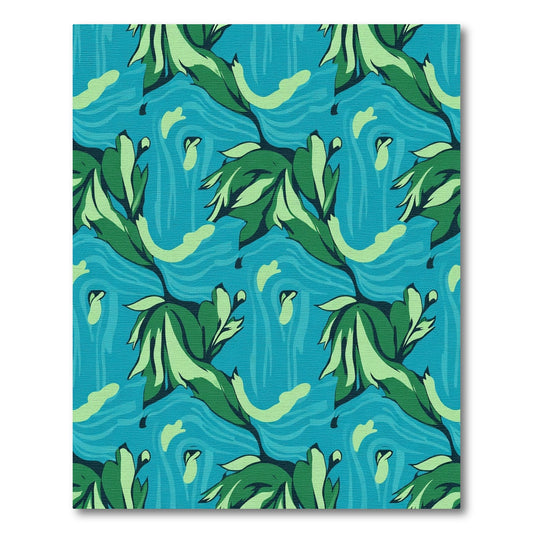 Emerald Green Teal Leaf Swirl Rug