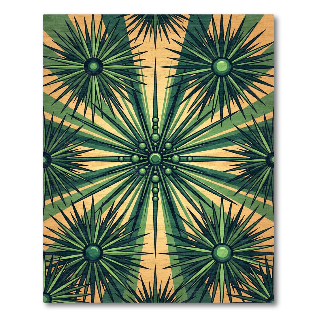 Green Starburst Sunburst Rays Rug