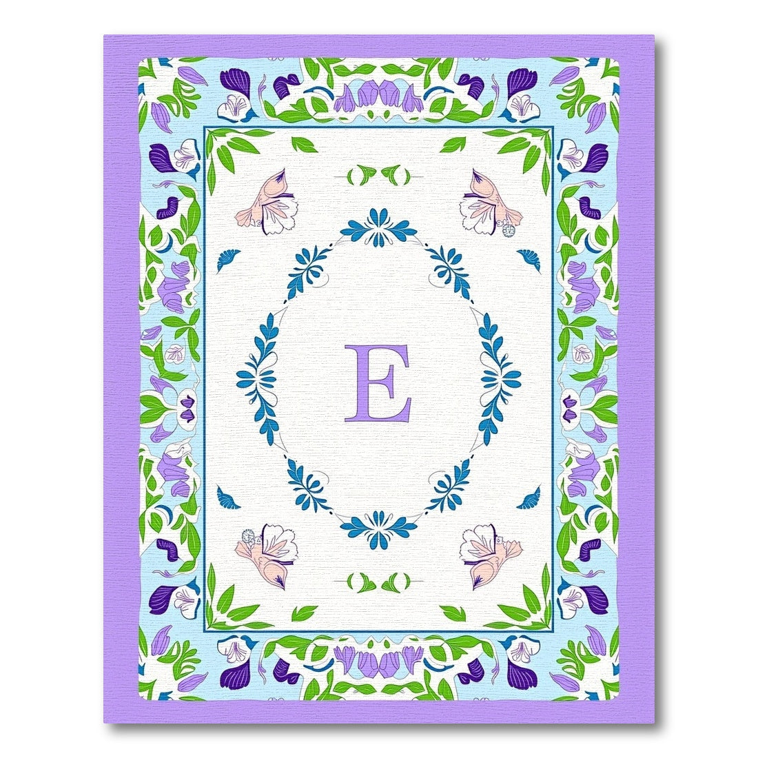 Lavender Floral Butterfly Monogram Rug