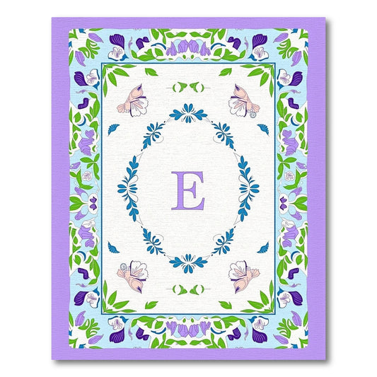 Lavender Floral Butterfly Monogram Rug