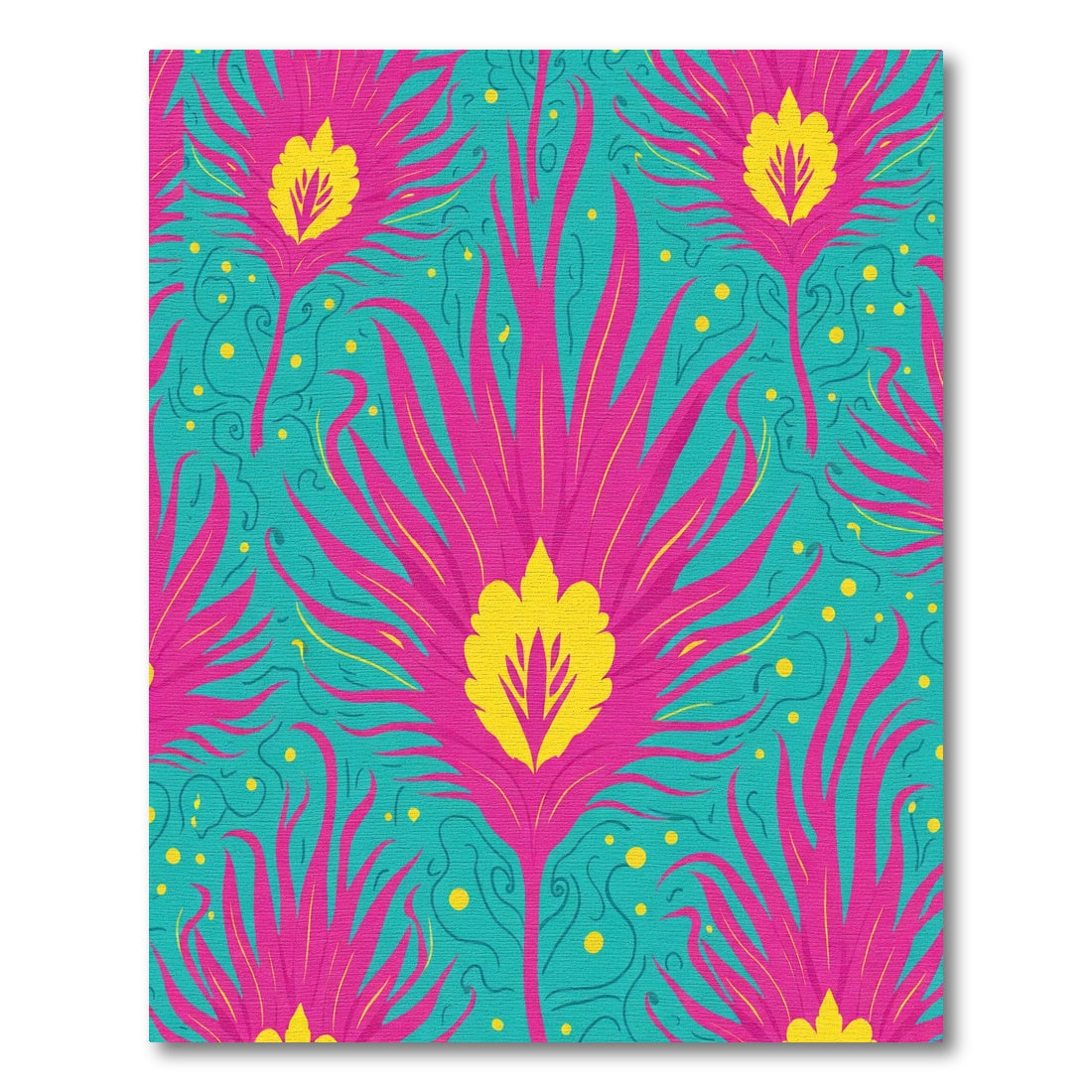 Vibrant Pink Yellow Floral Swirl Rug