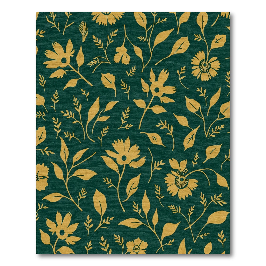 Golden Floral Vines on Deep Emerald Rug