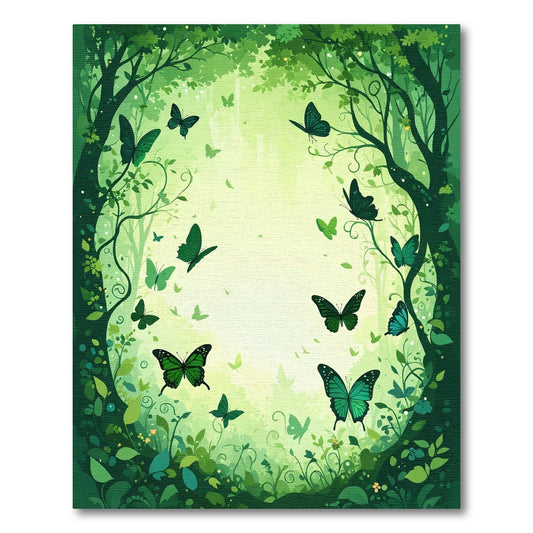 Enchanted Forest Green Butterfly Swarm Rug