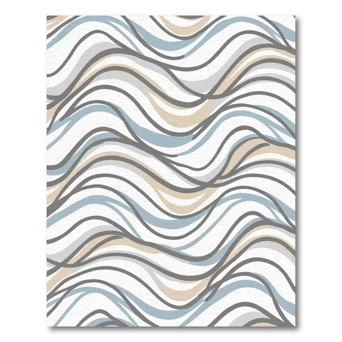 Soft Blue Tan Wavy Lines Rug