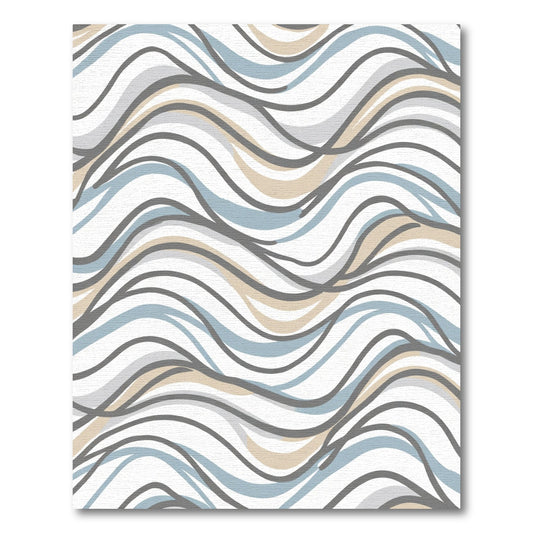 Soft Blue Tan Wavy Lines Rug