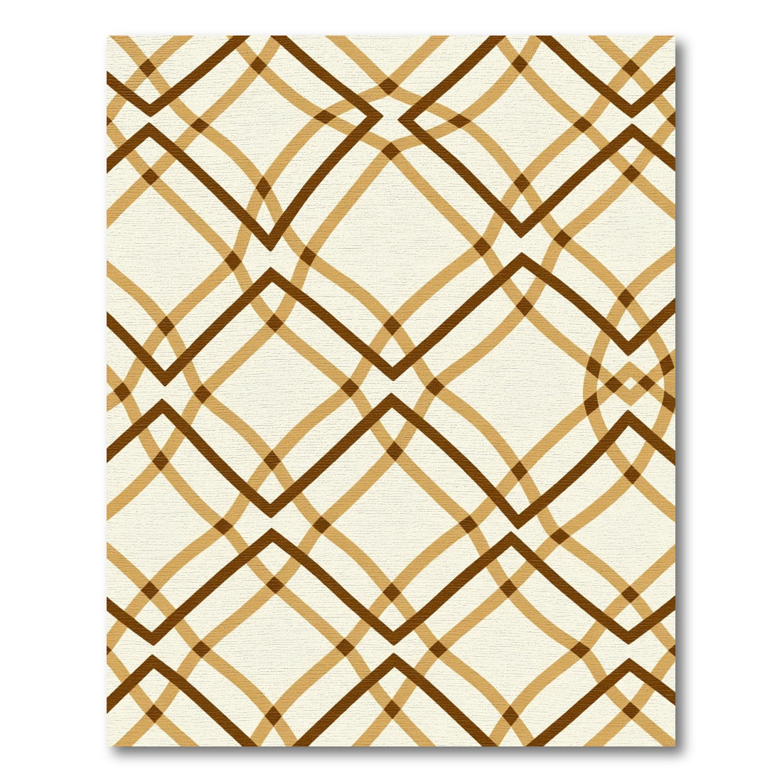 Warm Brown Interlocking Arch Diamond Rug