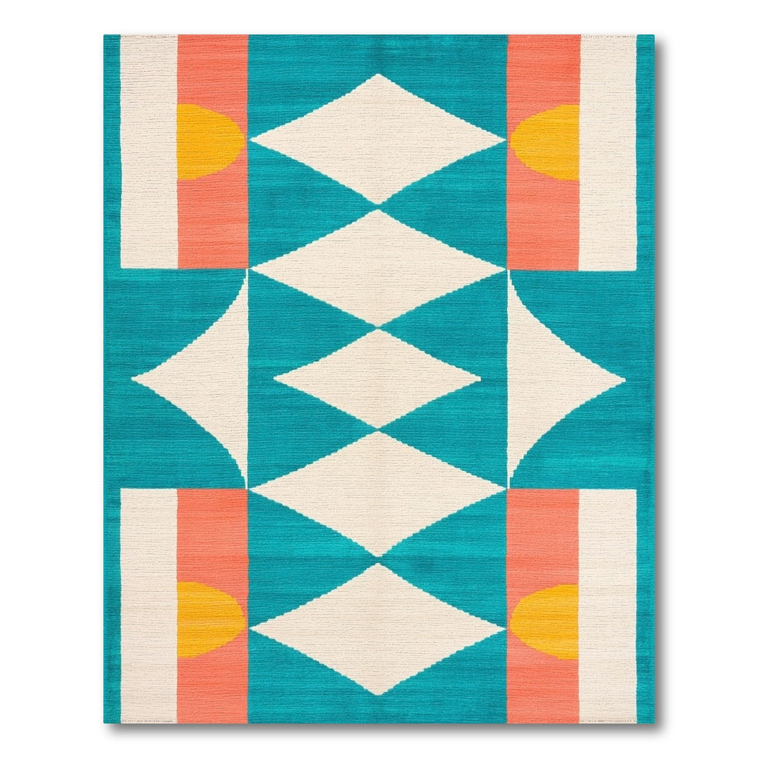 Blue and Teal Geometric Diamond Area Rug