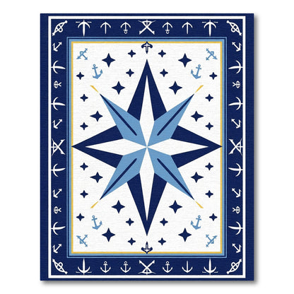 Nautical Compass Rose Anchor Star Rug