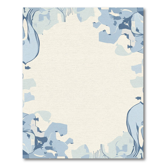 Abstract Blue Whimsical Shapes Rug