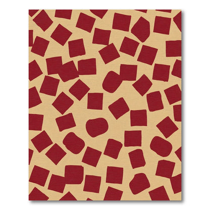 Crimson Squares Scattered Field Rug