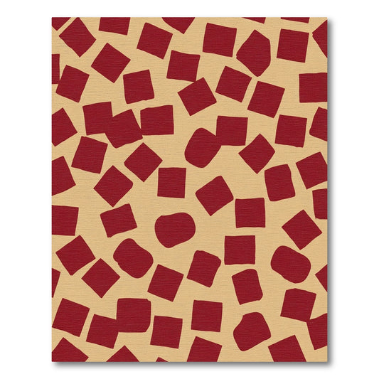Crimson Squares Scattered Field Rug