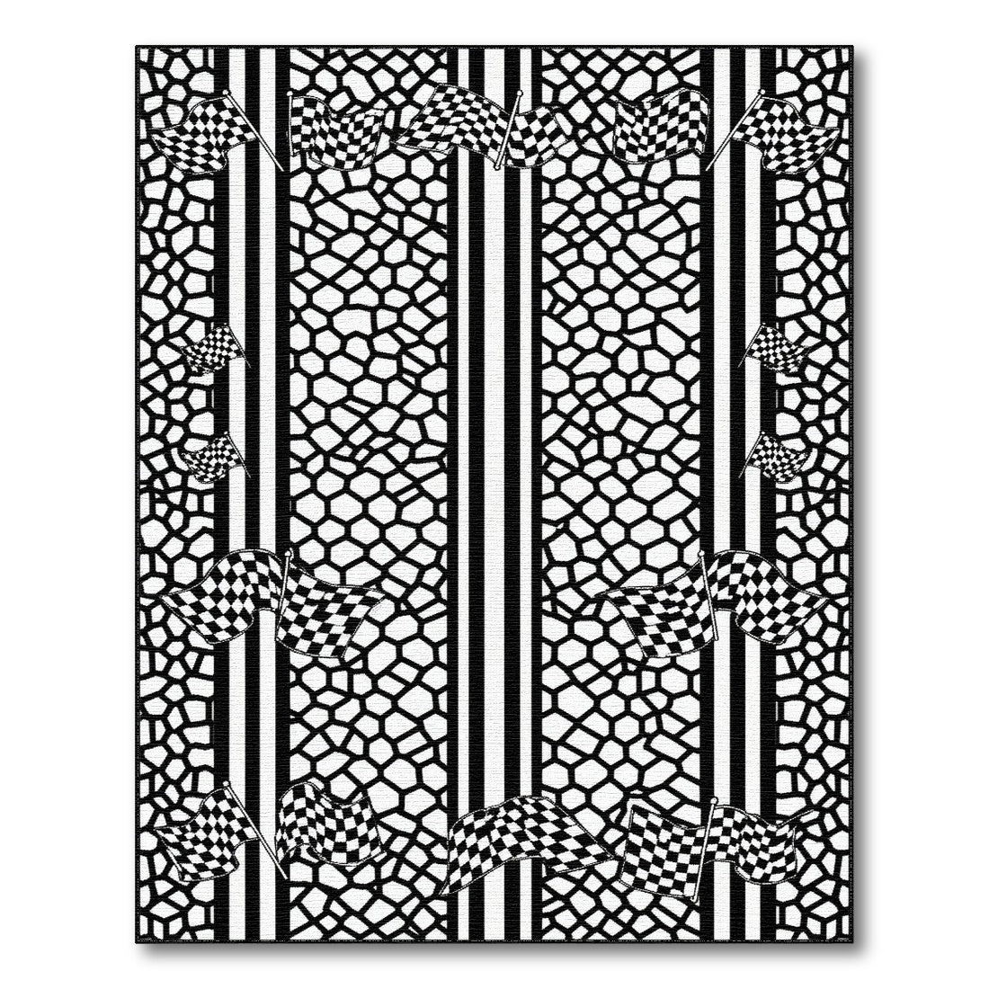 Black White Checkered Flag Geometric Area Rug