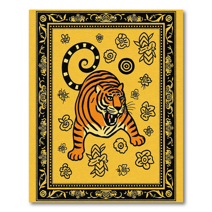Bold Tiger Floral Art Rug