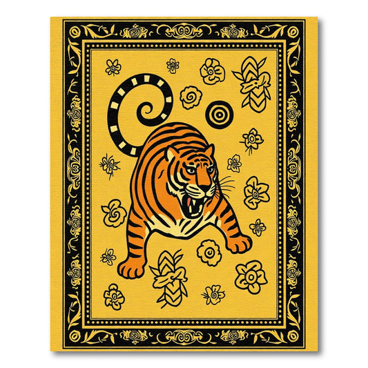 Bold Tiger Floral Art Rug