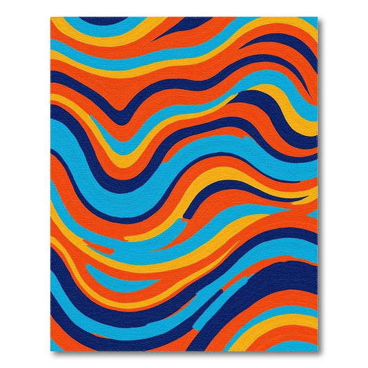 Vibrant Teal Orange Wavy Rug