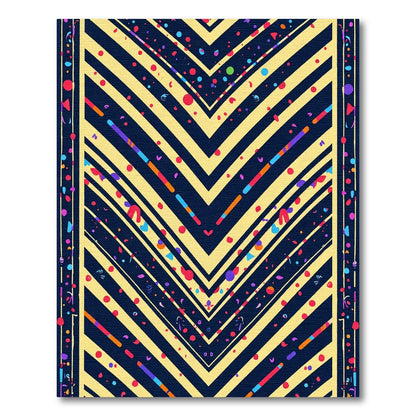 Vibrant Yellow Chevron Confetti Stripes Rug