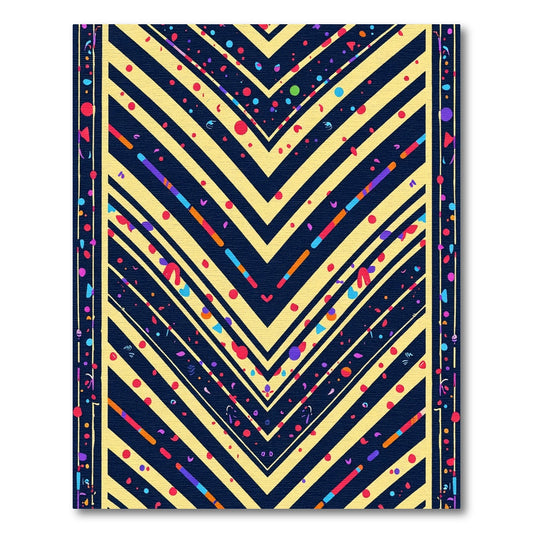 Vibrant Yellow Chevron Confetti Stripes Rug