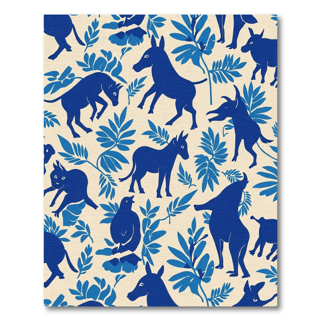 Blue Animals And Foliage Delightful Mix Rug