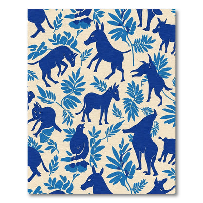 Blue Animals And Foliage Delightful Mix Rug