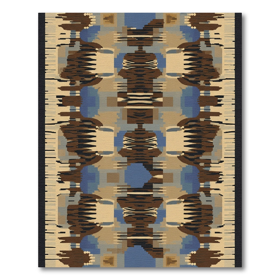 Tapestry Brown Blue Abstract Geometric Rug