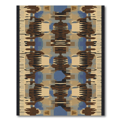 Tapestry Brown Blue Abstract Geometric Rug