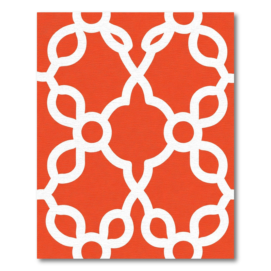 Vibrant Orange White Trellis Geometric Rug