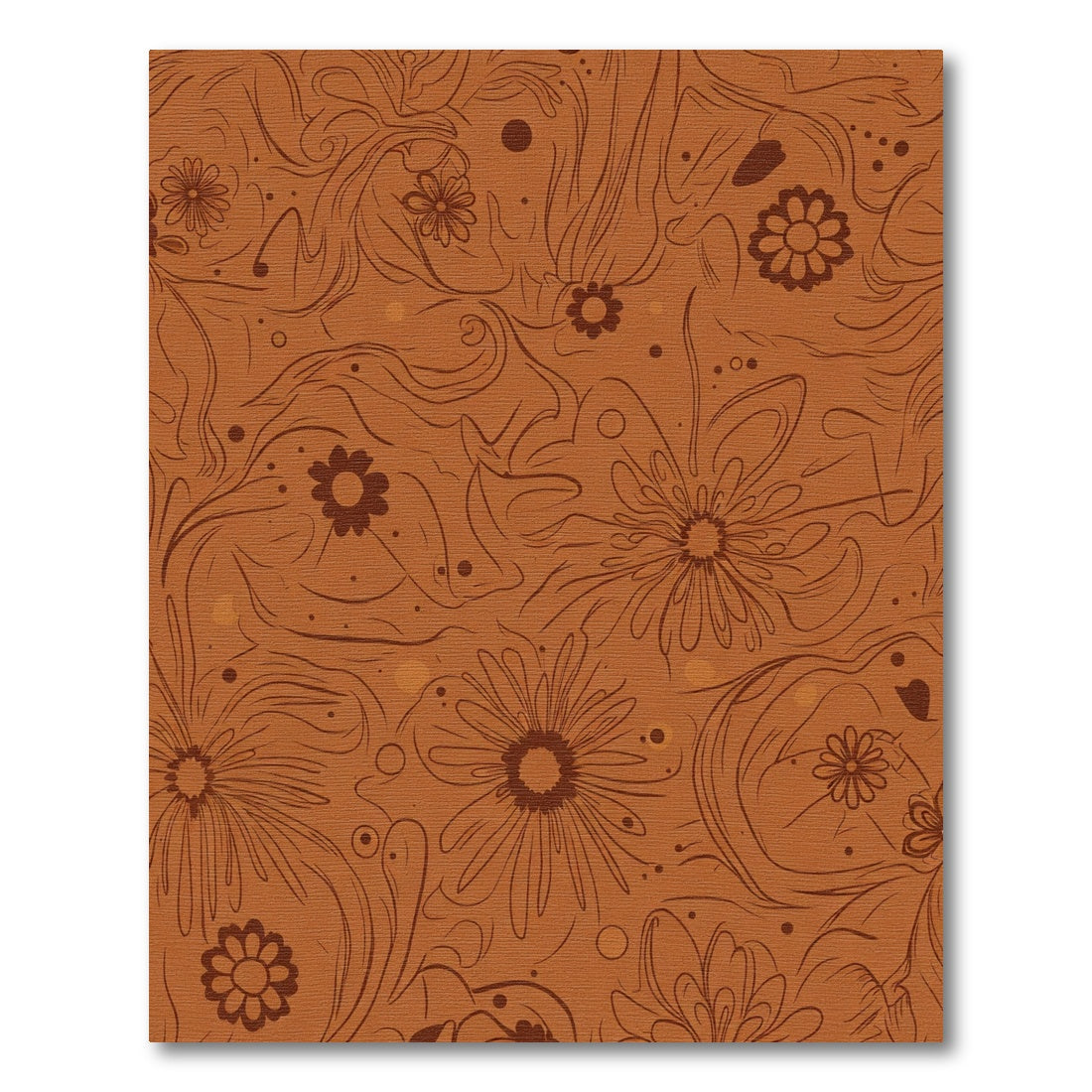 Terracotta Swirling Floral Outline Rug