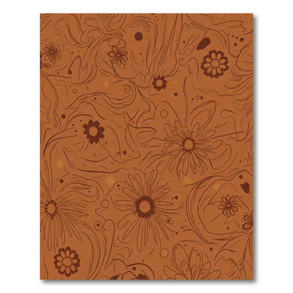 Terracotta Swirling Floral Outline Rug