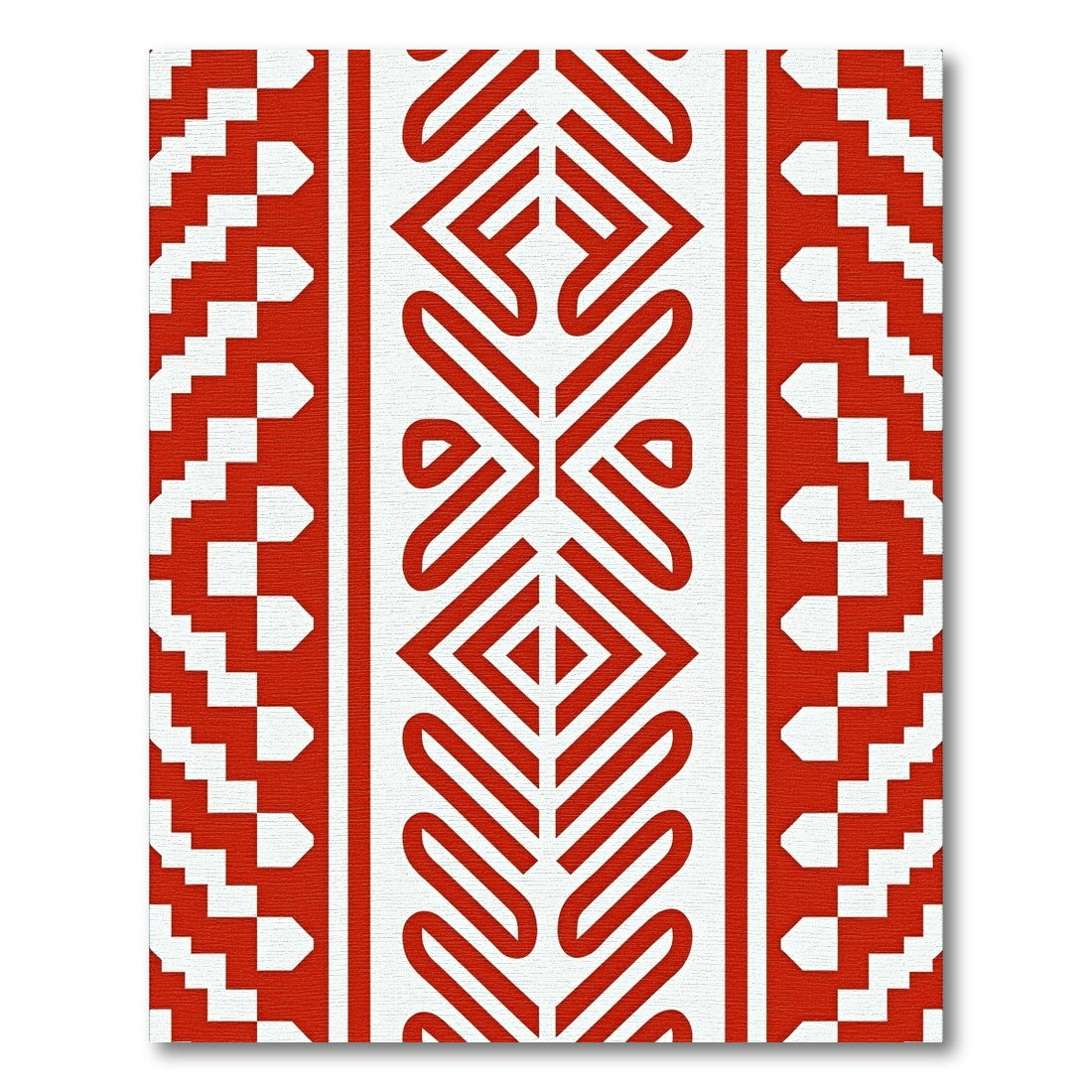 Bold Red Geometric Stair Step Rug