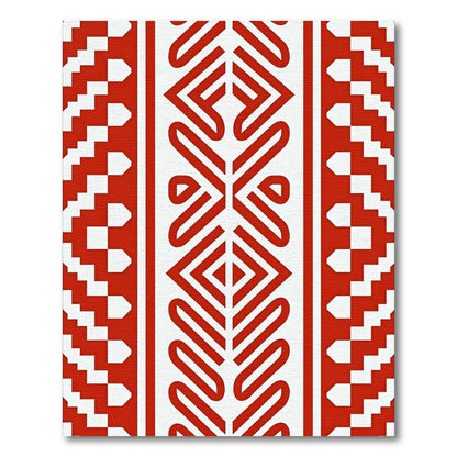Bold Red Geometric Stair Step Rug