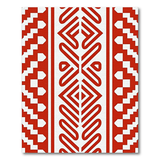 Bold Red Geometric Stair Step Rug