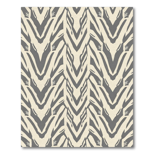 Gray Cream Abstract Chevron Rug