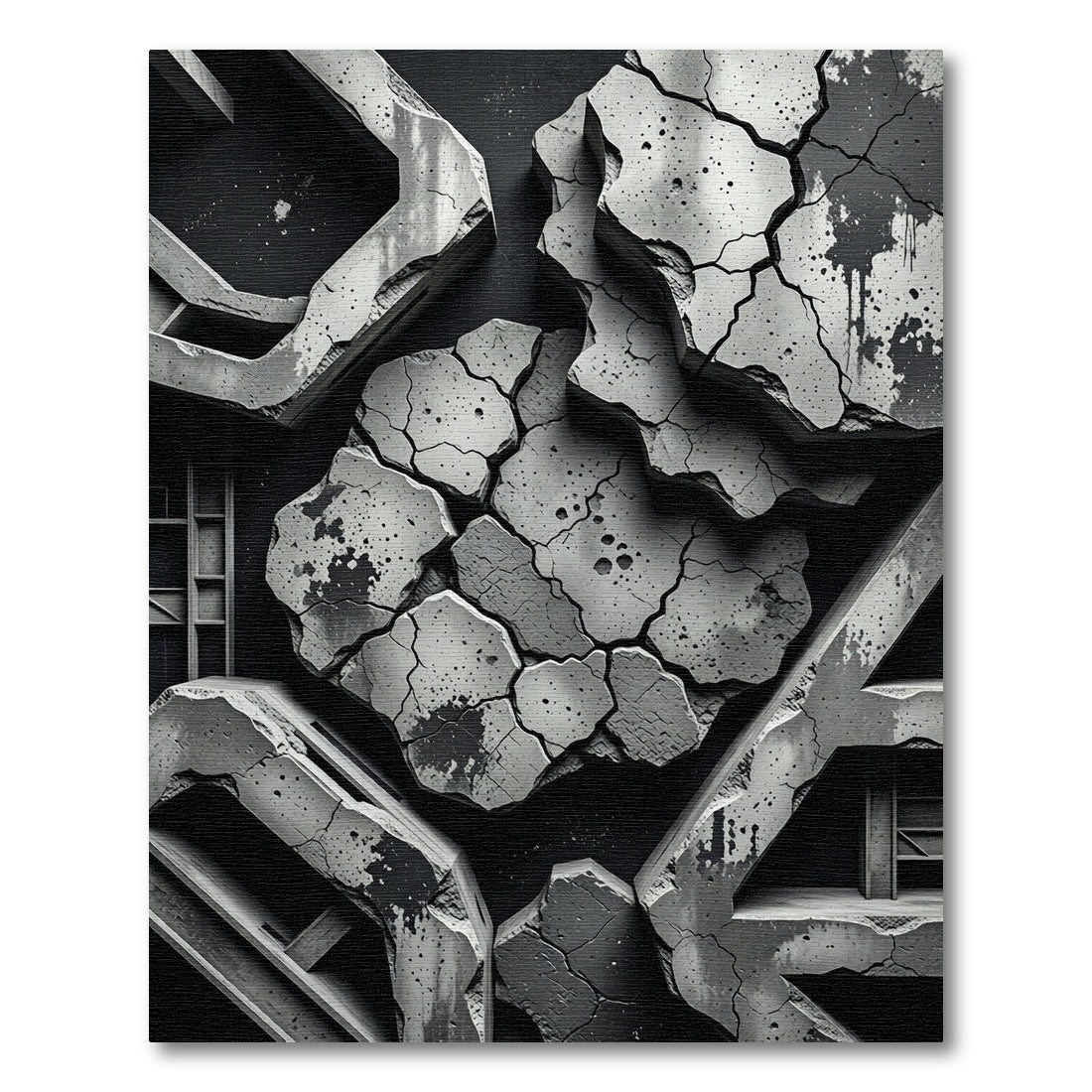 Abstract Concrete Chic Jagged Rug