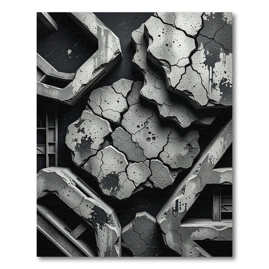 Abstract Concrete Chic Jagged Rug
