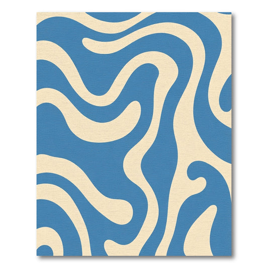 Mid Century Blue Fluid Swirl Rug