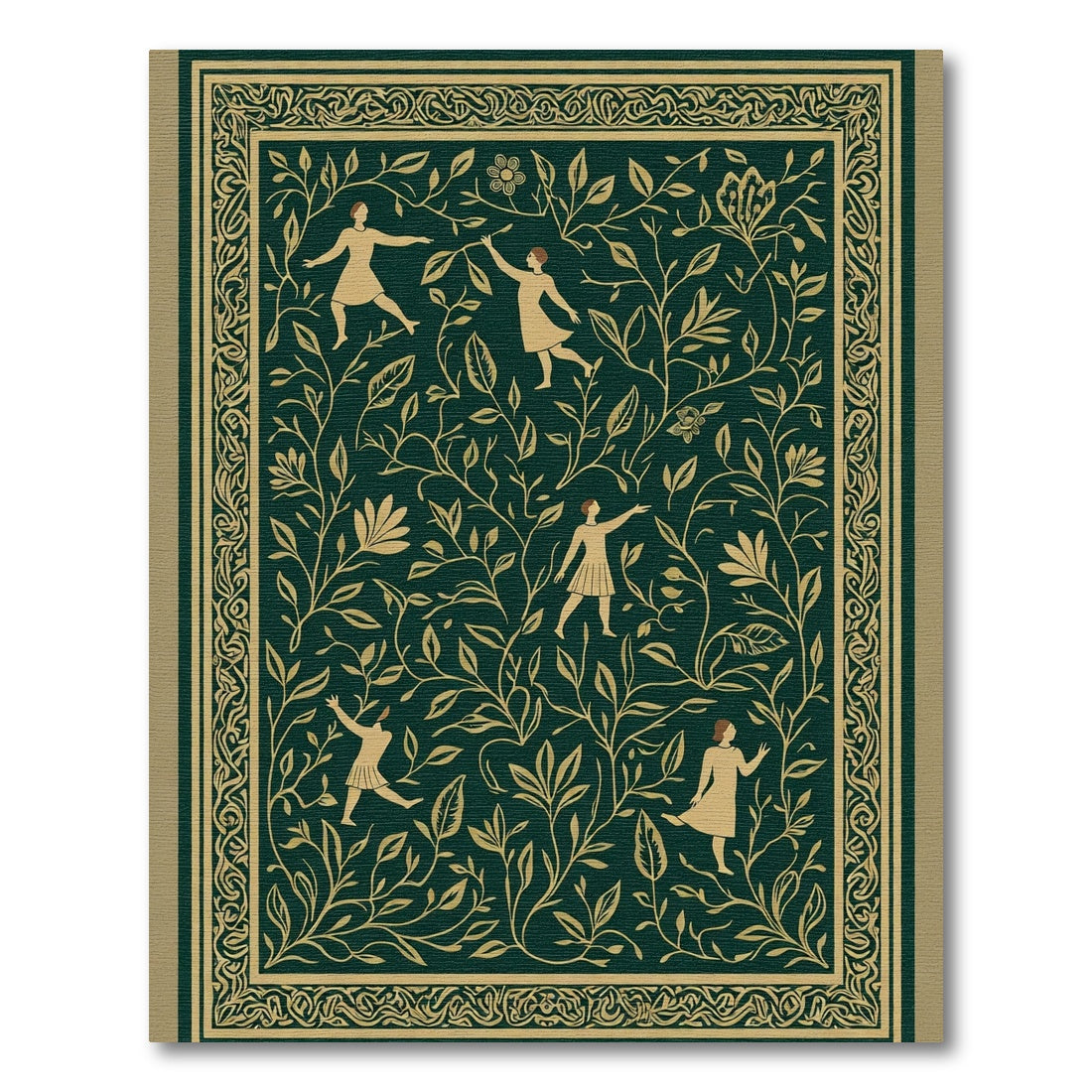 Golden Figures Emerald Garden Border Rug