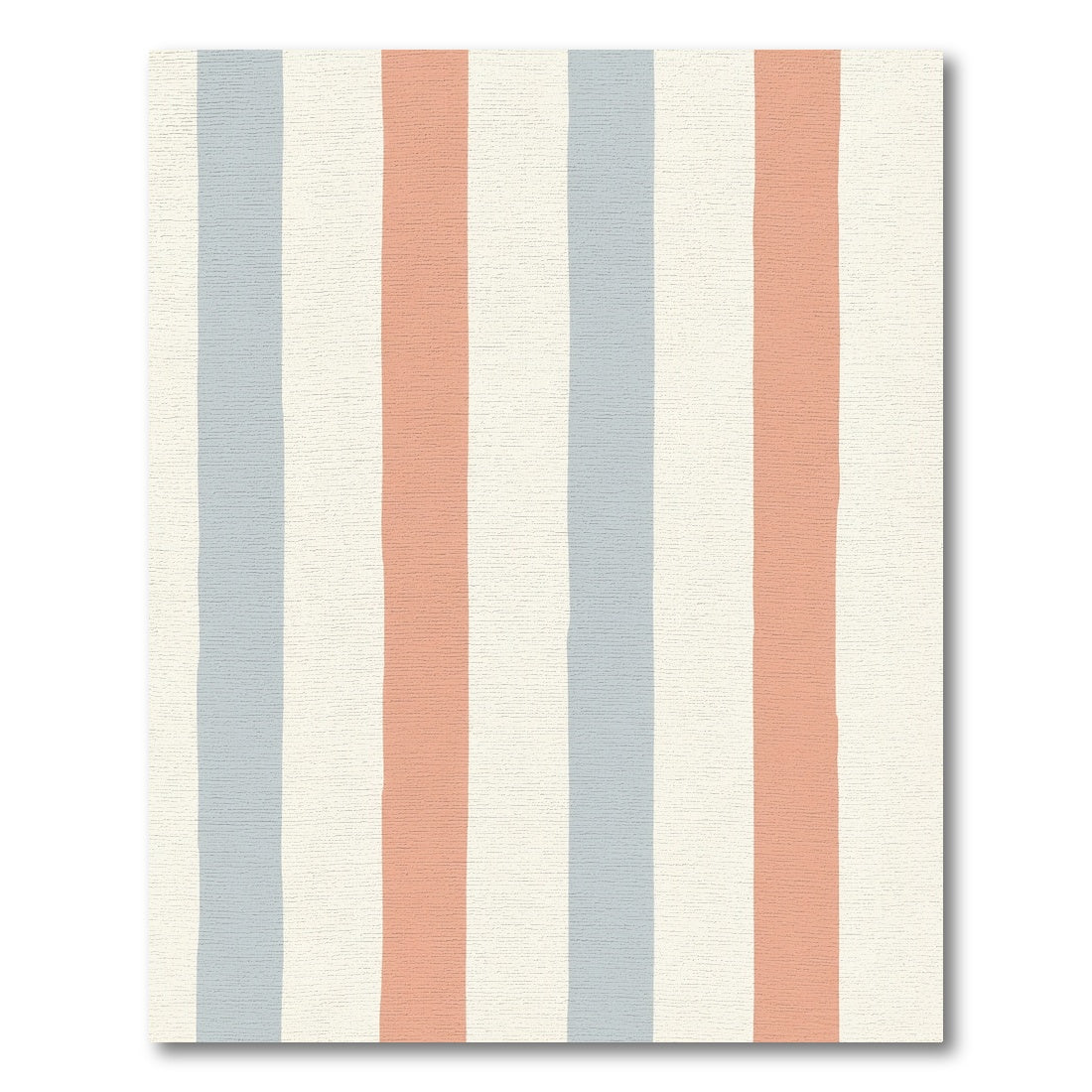 Coral Blue Cream Vertical Stripe Rug