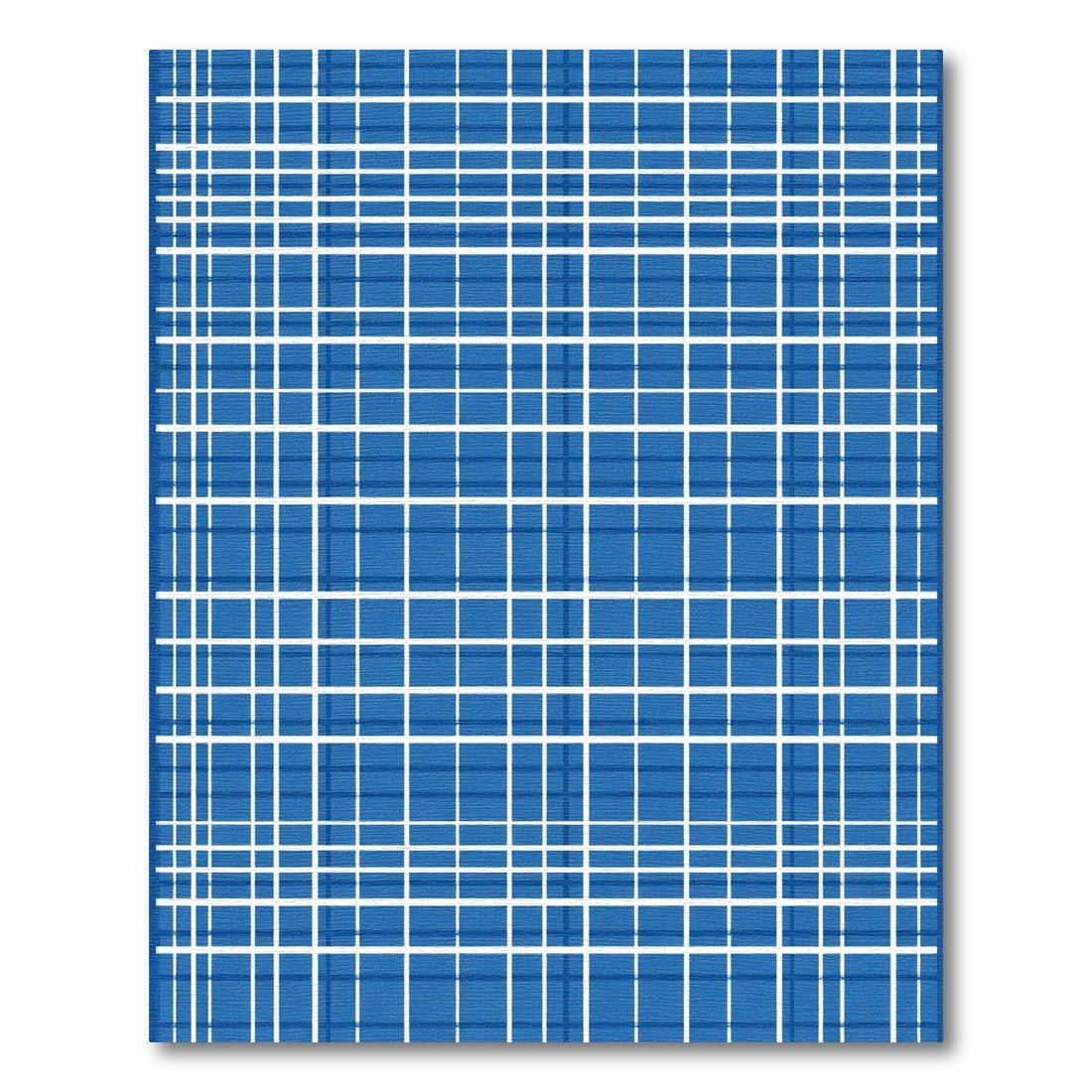 Classic Blue White Plaid Grid Rug