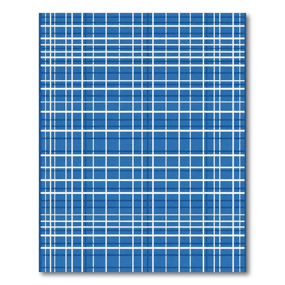 Classic Blue White Plaid Grid Rug
