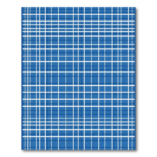 Classic Blue White Plaid Grid Rug