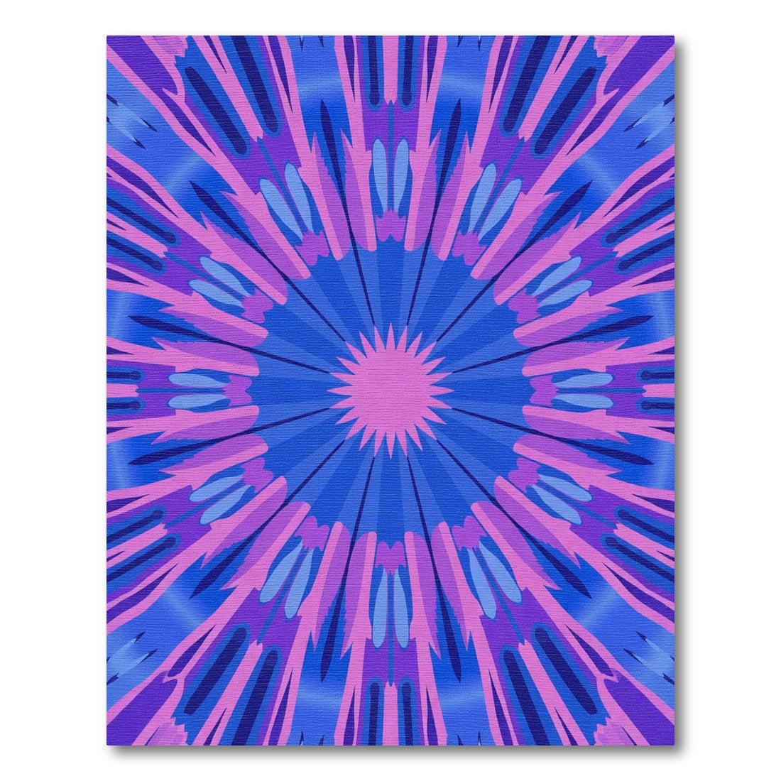Radiant Blue Pink Sunburst Mandala Rug