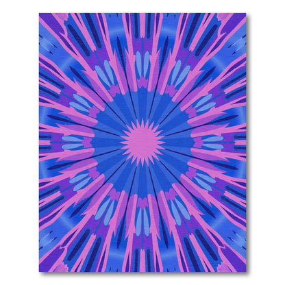 Radiant Blue Pink Sunburst Mandala Rug