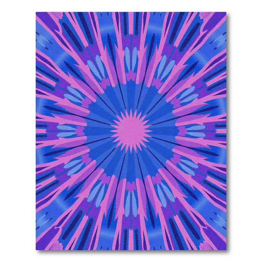 Radiant Blue Pink Sunburst Mandala Rug