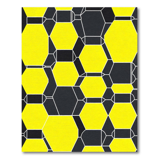 Bright Yellow Hexagon Grid Rug