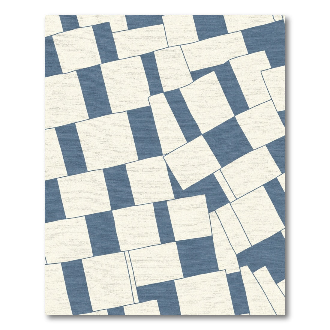 Blue Cream Abstract Block Rectangles Rug